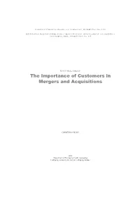 The Importance of Customers in Mergers and Acquisitions