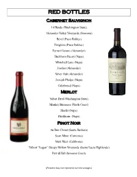 View Our Hand Selected Wine List