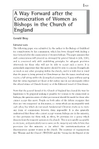A Way Forward After the Consecration of Women Bishops