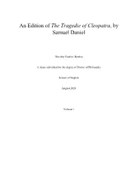 An Edition of the Tragedie of Cleopatra, by Samuel Daniel