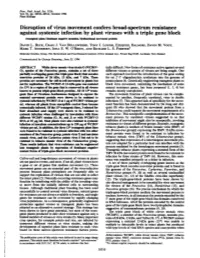 Disruption of Virus Movement Confers Broad-Spectrum Resistance Against