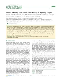 Factors Affecting Skin Tannin Extractability in Ripening Grapes