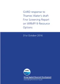 GARD Response to Thames Water's Draft Fine Screening Report On