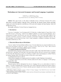 Markedness in Universal Grammar and Second Language Acquisition