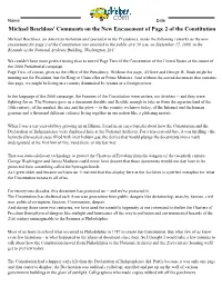 Michael Beschloss' Comments on the New Encasement of Page 2 of the Constitution