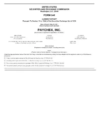 PAYCHEX, INC. (Exact Name of Registrant As Specified in Its Charter)