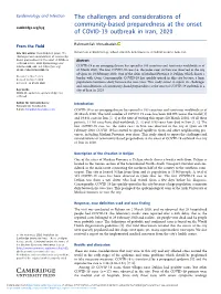 The Challenges and Considerations of Community-Based Preparedness at the Onset Cambridge.Org/Hyg of COVID-19 Outbreak in Iran, 2020