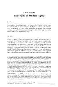 The Origins of Balinese Legong