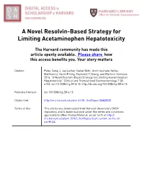 A Novel Resolvin-Based Strategy for Limiting Acetaminophen Hepatotoxicity