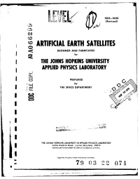 Artificial Earth Satellites Designed and Fabricated by the Johns Hopkins University Applied Physics Laboratory