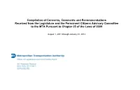Compilation of Concerns, Comments and Recommendations