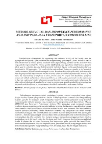 Metode Servqual Dan Importance Performance Analysis Pada Jasa Transportasi Commuter Line
