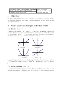 1 Objective 2 Roots, Peaks and Troughs, Inflection Points