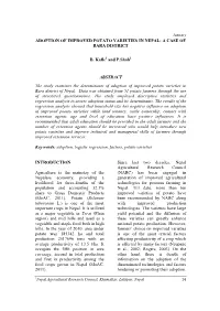 Adoption of Improved Potato Varieties in Nepal: a Case of Bara District