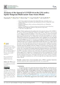 Analysis of the Spread of COVID-19 in the USA with a Spatio-Temporal Multivariate Time Series Model