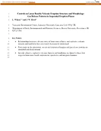 Controls on Lunar Basaltic Volcanic Eruption Structure and Morphology: 2 Gas Release Patterns in Sequential Eruption Phases 3 L