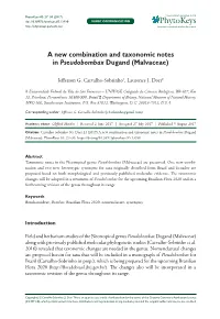 A New Combination and Taxonomic Notes in Pseudobombax Dugand (Malvaceae)