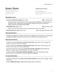Junxia Zhang CV 1 University of British Columbia, BC, Canada