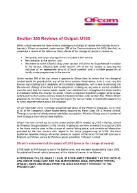 Section 355 Reviews of Output: U105