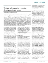 Wnt Signalling and Its Impact on Development and Cancer
