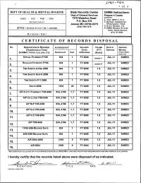 Certificate of Records Disposal