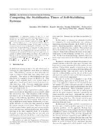 Computing the Stabilization Times of Self-Stabilizing Systems