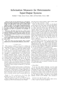 Information Measures for Deterministic Input-Output Systems