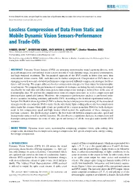 Lossless Compression of Data from Static and Mobile Dynamic Vision Sensors-Performance and Trade-Offs