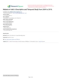 Malaria in Haiti: a Descriptive and Temporal Study from 2009 to 2018