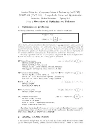 Overview of Optimization Software