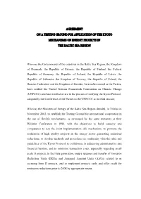 Agreement on a Testing Ground for Application of the Kyoto Mechanisms on Energy Projects in the Baltic Sea Region