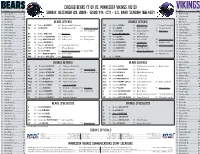 CHICAGO BEARS (7-8) VS. MINNESOTA VIKINGS (10-5) # Name Pos # Name Pos 4 Chase Daniel