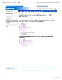Code Pages Supported by Windows -- OEM