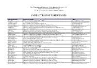 Contact List of Participants