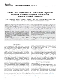 Inborn Errors of Metabolism Collaborative: Large-Scale Collection of Data on Long-Term Follow-Up for Newborn-Screened Conditions