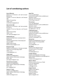 List of Contributing Authors