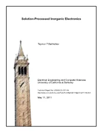 Solution-Processed Inorganic Electronics