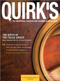 The Birth of the Focus Group Radio Research and the ‘Focused Interview’