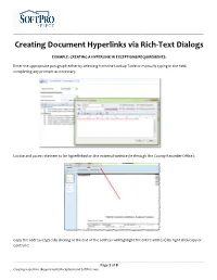 Creating Document Hyperlinks Via Rich-Text Dialogs