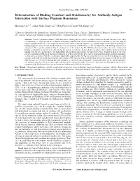 Determination of Binding Constant and Stoichiometry for Antibody-Antigen Interaction with Surface Plasmon Resonance