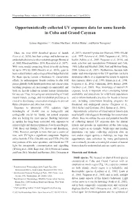 Opportunistically Collected UV Exposure Data for Some Lizards in Cuba and Grand Cayman
