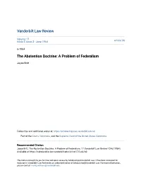 The Abstention Doctrine: a Problem of Federalism