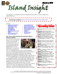 This Publication Is Published Weekly and Contains Information About, For, and of Interest to the Island Workforce