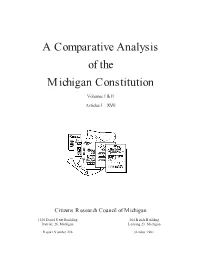 A Comparative Analysis of the Michigan Constitution