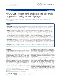 APC/C-Cdh1-Dependent Anaphase and Telophase Progression During