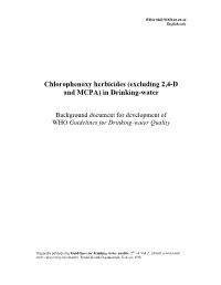 Chlorophenoxy Herbicides (Excluding 2,4-D and MCPA) in Drinking-Water
