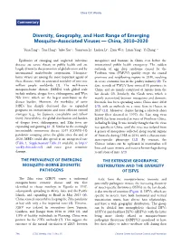 Diversity, Geography, and Host Range of Emerging Mosquito-Associated Viruses — China, 2010–2020