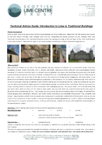 Technical Advice Guide: Introduction to Lime in Traditional Buildings