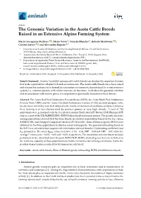 The Genomic Variation in the Aosta Cattle Breeds Raised in an Extensive Alpine Farming System