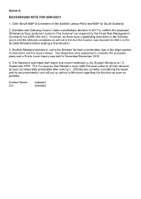 Annex a BACKGROUND NOTE for S5W-25873 1. Colin Smyth MSP Is